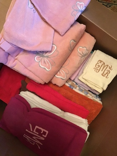 Large box towels. Some new. Some monogrammed