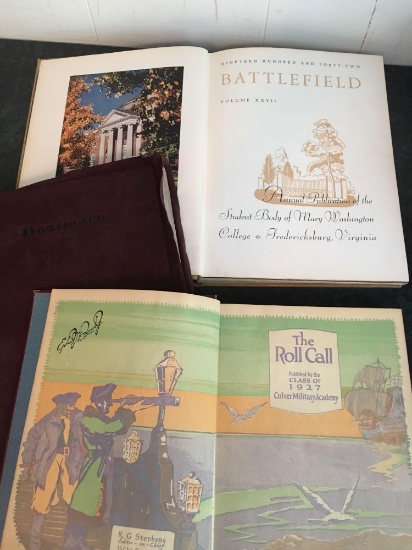 Mary Washington College Yearbook 1942; Rosemary 1908; Culver Military Academy 1927