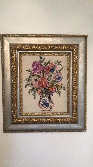 Needlepoint in antique frame