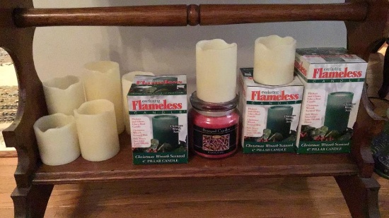 Lot of flame less candles, one new bean pod