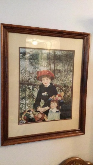 Renoir print.  Framed under glass.  22x 27