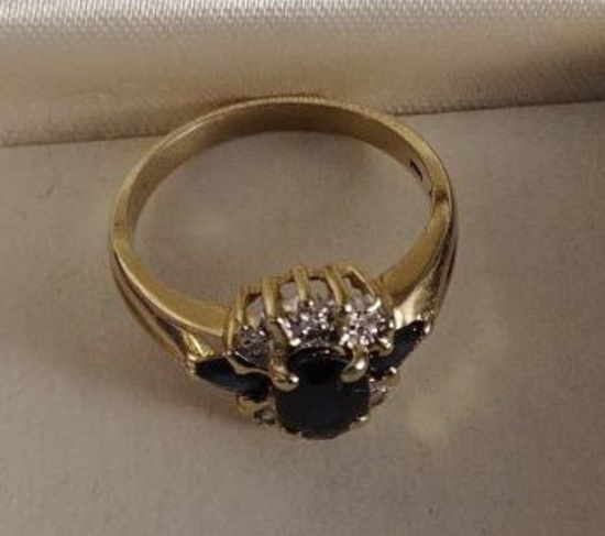 10K Ladies Sapphire and Diamond Ring
