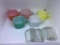 5 Glasbake cups.  5 refrigerator container lids.