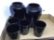 Black amethyst glassware.  4 cups, two vases