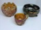 3 pcs grape pattern carnival glass