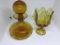 Pr amber glass pcs.  Blenko decanter,