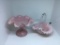 2 pieces pink Fenton.  Basket, hobnail compote