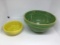 3 McCoy bowls.  Large green. 6 in Mint.   Yellow