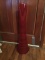 Large red orange ribbed floor vase.  31 inches