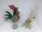 Venetian glass rooster and chicken.  Nine inches