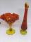 Fenton compote 7 inch and 10 inch vase.