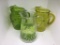 Three vintage pitchers.  9 1/2 inches.  Green,
