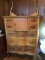 Antique burled maple chest of drawers with mirror
