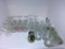 Shot glasses, decanter, drink mixer lot