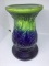 Blue green iris pattern majolica plant stand.  10