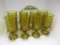 8 amber sandwich glass goblets, in carrier