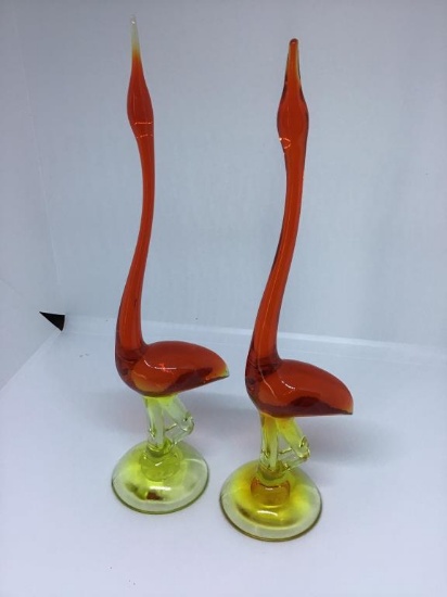 Two Viking glass birds