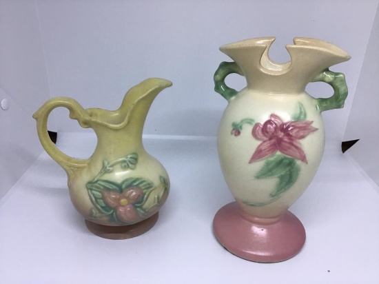 Two Hull vases.  7 inch and 6 inch.