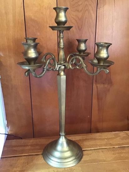 23 inch heavy brass candelabra