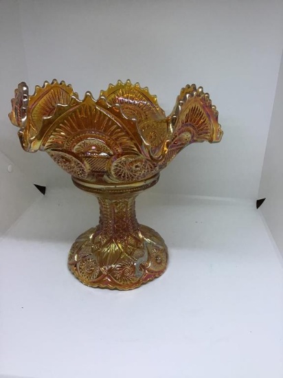 Carnival bowl with stand.  Marigold.  9 inches.