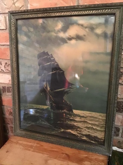 Old Ironsides framed print.  18 x 22 inches
