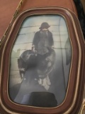 Vintage portrait.  Boy with dog.  Domed glass.