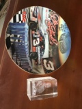 Earnhardt collector plate and paperweight.