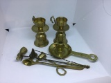 Brass candleholders and candle snuffers