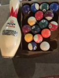 Pool balls, bowling pin