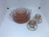 Lot pink depression glass