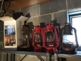 Five barn lanterns.  New to rusted.