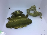 Brass inkwell and inkwell stand