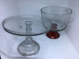 Vintage cake plate on pedestal, footed dessert