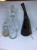 Lot of decanters.  Dickel and three glass.