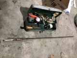 Old tackle box, contents.  Old fly rod.