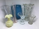 Lot vases.  Fenton, crystal, art glass.