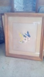 Flowers & Butterfly wooden  framed hand painting