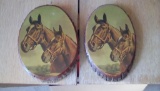 2 Oval horse wallhangings mare & foal