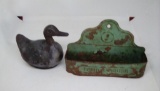 Comb & brush wall holder, duck trinket box