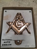 Vintage Masonic fraternal auto emblem