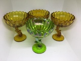 Four Indiana Glass compotes.  7 1/2 inches.