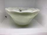 Milkglass punch bowl, 10 cups, hooks