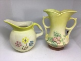 Hull pitcher and vase.  Six inch pitcher.