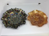 Two carnival glass bowls.  8 inch and 7 inch.