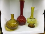 Lot of three decanters.    13, 11 and 7 inches.