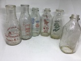 Six vintage dairy milk bottles.  NJ, Charleston