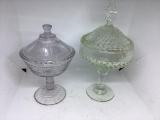 Two covered compotes, candy dishes.  Nine and