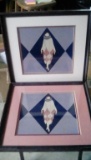 2 framed prints ladies art deco