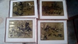 4 Hunt Scenes horses and Hounds 8 x 10