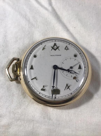 Waltham Masonic watch.  Runs.
